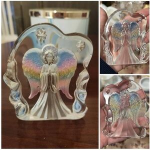 Vintage Rainbow Angel Iceberg Paperweight Glass